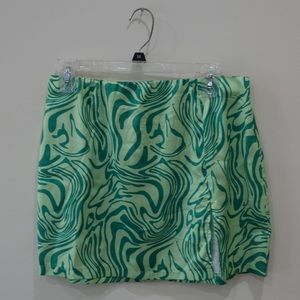 Princess Polly Starra Mini Slit Skirt Green - US 10